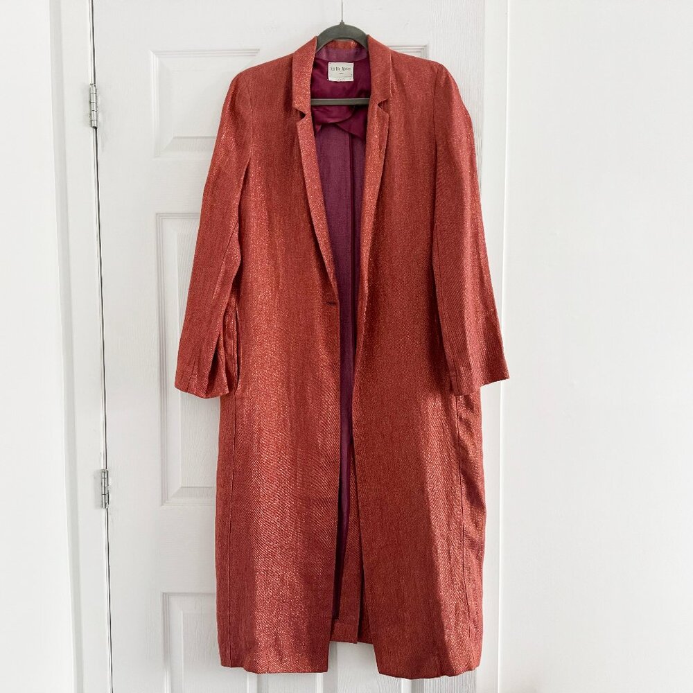 Forte.Forte Metallic Linen Duster Jacket in Metallic Rust Red, size “1”, aka siz - Picture 2 of 7